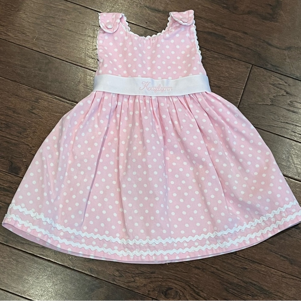 Girls’ Princess Linens Pink & White Polka Dot Dress, Size 3T